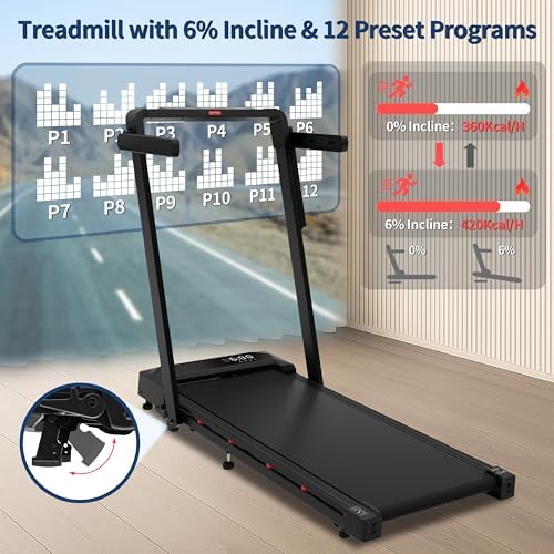 Foldable 4 in 1 Treadmill Walking Pad with Incline Remote Control Compact 3.0HP Under Desk Treadmill for Home Office Fitness 300 lbs Capacity with Handle Bar - Image 7