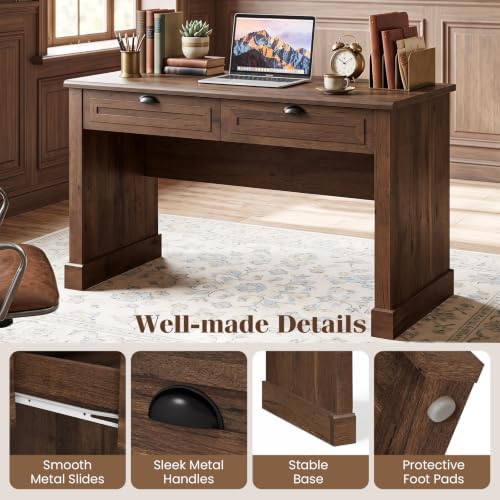 Tangkula 48” Computer Desk with 2 Drawers, Farmhouse Executive Desk - Image 7