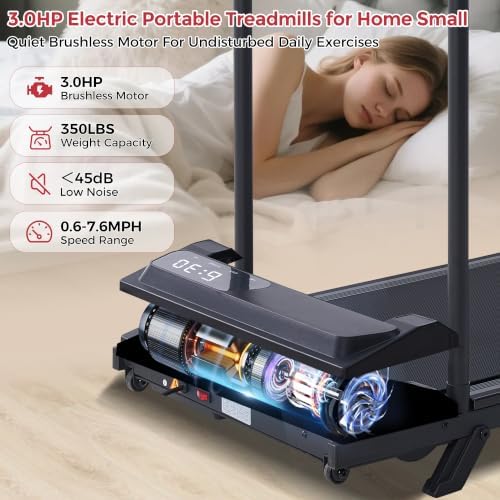 MCRG Walking Pad with Incline, Portable Treadmill with Handle Bar for Home, 3.0HP Electric Home Walking pad Treadmill, 0.6-7.6MPH Mini Under Desk Treadmills for Exercising with Handles Incline, 350LBS - Image 7