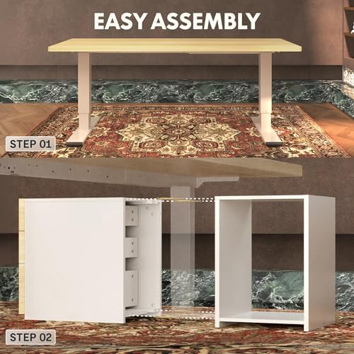 FLEXISPOT EN2 55"x28" Standing Desk Bundle with Storage Cabinet, White - Image 6