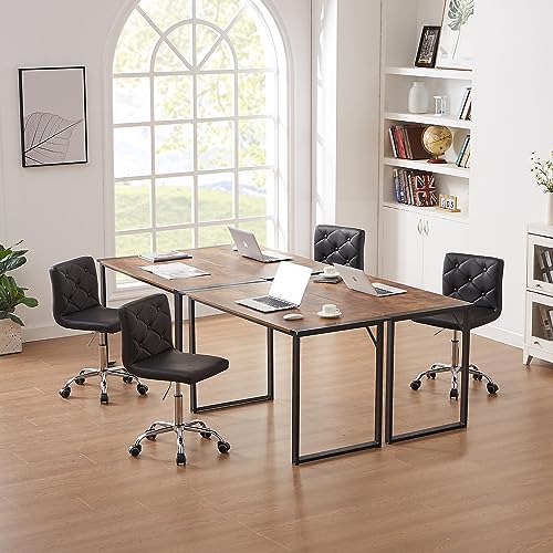 VECELO PU Leather Mid-Back Armless Vanity Chair Adjustable Height 360° Rolling Swivel for Home Office Work - Image 6