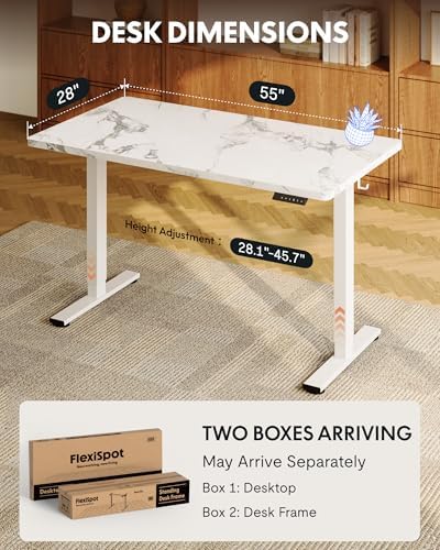FLEXISPOT EN1 55"x28" One-Piece Standing Desk, Marble Gray - Image 6