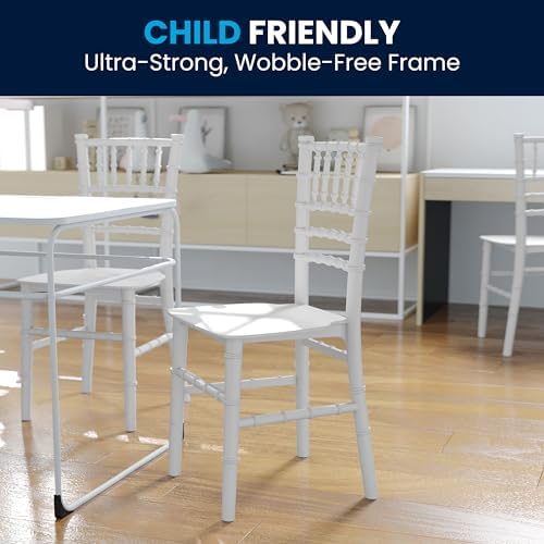 Flash Furniture Hercules Series Children's Resin Event Chairs, Commercial/Residential All Occasion Chairs for Kids, 330 lb. Static Weight Capacity, Set of 10, White - Image 7