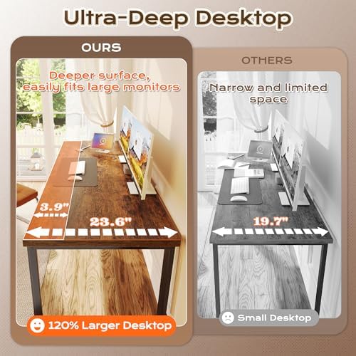 Huuger 63 x 24 inch Desk with Power Outlets & 0.95 Inch Thicker Desktop - Image 7