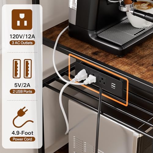 Portin Mini Fridge Stand Coffee Bar Cabinet with Power Outlet - Image 6