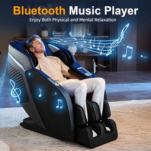 Luxury SL Track Full Body Massage Chair with 18 Auto Modes and 6 Massage Techniques, body scan,AI Voice/App/Touch Control, Zero Gravity, Heat for Waist & Calf, Bluetooth Speaker (Dark Brown) - Image 7