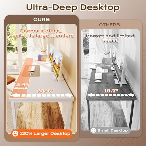 Huuger 63 x 24 inch Desk with Power Outlets & 0.95 Inch Thicker Desktop - Image 7