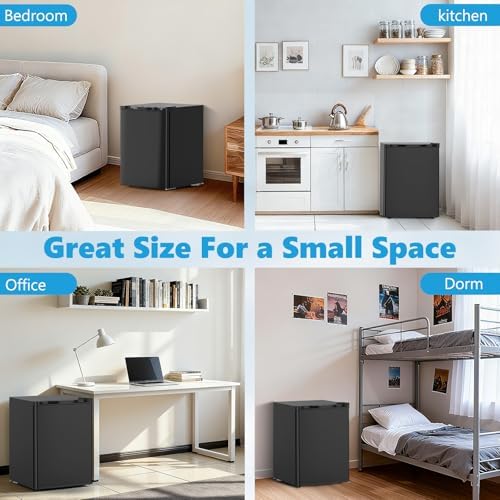 COWSAR 2.6 Cu.Ft Mini Fridge with Freezer, Quiet Reversible Door Compact Refrigerator, Small Refrigerator with 2 Removable Shelves, Adjustable Thermostat, for Office, Bedroom, Dorm, Black - Image 7