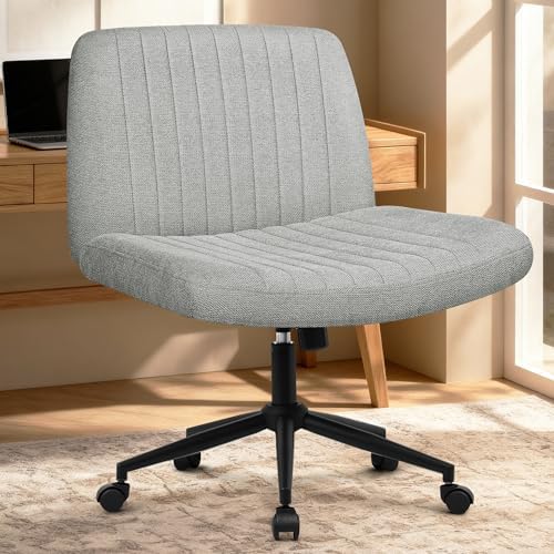 Orange Factory Criss Cross Chair, Wide Wheel Vanity Seat, Grey Dual Base - Image 7