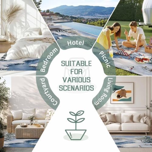 Winter Landscape 3x5 Waterproof Outdoor Rug with Non‑Slip Backing Rustic Nature Snowy Stream Wooden Cabin Machine Washable Deck Patio Rug Mat for Camping, RV, Garden, Balcony Pool - Image 7
