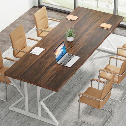 Tribesigns 78.7-Inch Executive Desk, Large Computer Office Desk Workstation, Modern Simple Style Laptop Desk Study Writing Table Business Furniture for Home Office (Rustic Brown/White, 78.7 Inch) - Image 7