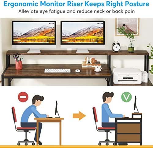 Tribesigns 63 Inch Computer Desk with File Drawer Cabinet, Ergonomic Desk - Image 6