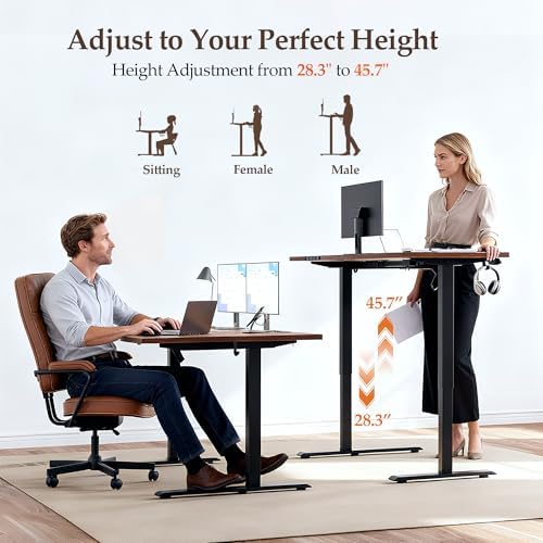 Klicelor L Shaped Standing Desk 55 x 31.5 Inch, Electric Height Adjustable Corner Desk for Home Office Workstation, Ergonomic Sit Stand Computer Table with Memory Controller, Dark Walnut - Image 6
