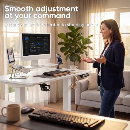 Furmax Electric Standing Desk, 47 x 24 Inches Sit Stand up Desk, Sit Stand Height Adjustable Home Office Desk with Monitor Stand (White, 47) - Image 7
