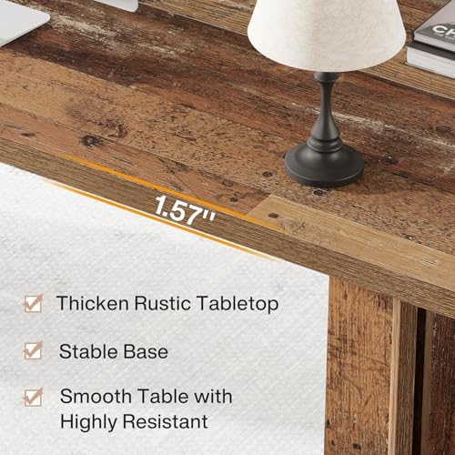 Tribesigns 63-inch Executive Desk, Vintage Home Office Computer Desk with Large Tabletop, Farmhouse Wood Writing Conference Table Workstation for Office, Study, Distressed Brown - Image 6