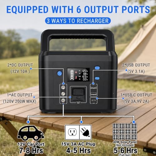 200W Portable Power Station, 192Wh LiFePO4 Solar Generator for Camping - Image 6