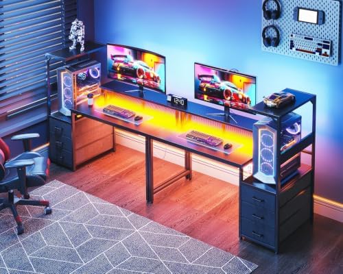 AODK Gaming Desk w/PC Showcase Stand, 52" Reversible, RGB LED - Image 6