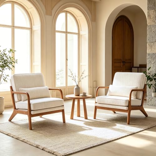 Karl home Mid-Century Modern Accent Reading Chair, Beige - Image 6