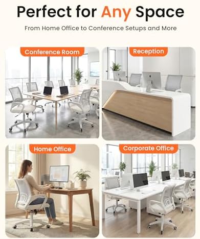 NEO CHAIR Office Computer Chair Ergonomic Mid-Back Mesh Desk Chair, Ivory - Image 6