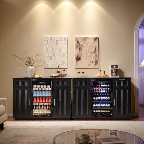 Okvnbjk Mini Fridge Cabinet with Storage & Power Outlet, Black - Image 7