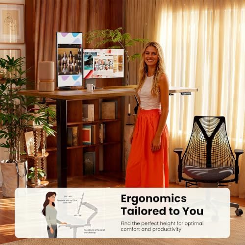 ErGear Height Adjustable Electric Standing Desk, 32 x 19 Inches Sit Stand up Desk, Memory Computer Home Office Desk, Vintage Brown - Image 7