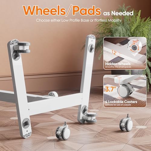 Monomi 25“ Mobile Folding Desk,Pneumatic Sit-Stand Table,No Assembly,White - Image 6