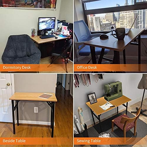 Need Small Computer Desk 31.5x15.7 Inch Folding Home Office Table Teak - Image 6