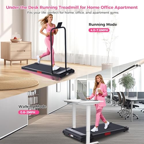 Walking Pad with Incline and Handle Bar, Portable Treadmill for Home Small, Electric Walking Pads Treadmills with Handles, Compact Treadmills with Incline for Small Spaces, 3.0HP, 0.6-7.6MPH, 350LBS - Image 7
