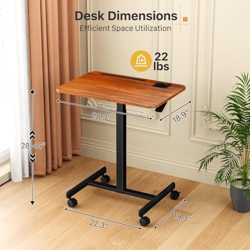 28 inch Small Mobile Standing Desk Height Adjustable with Wheels - Image 6
