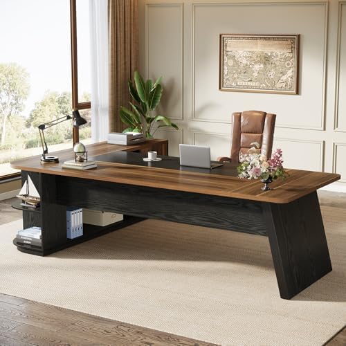 Tribesigns 79" Executive Desk, Large Office Desk with Cabinet, L-Shaped - Image 6
