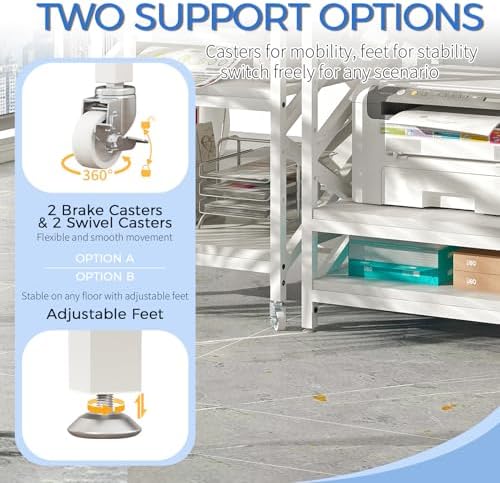 METYERRY 24"x23.6" Large Printer Stand with Power Outlet, 3 Tier Cart - Image 7