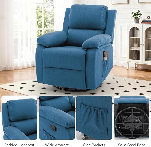 Korser Recliner Chair, 360 Swivel Rocker Chair for Adults, Small Rocking Recliner for Small Spaces, Upholstered Fabric Glider Recliner Nursery - Image 6