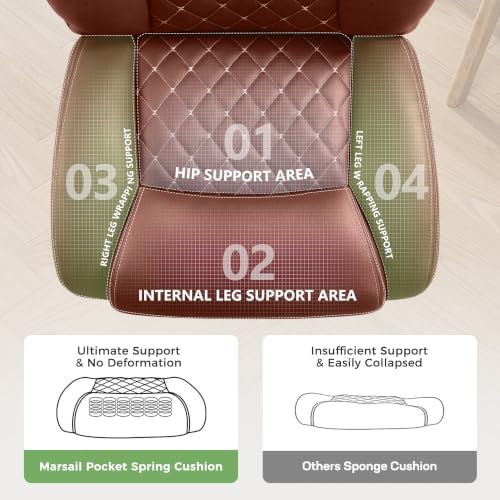 Office Chair, Ergonomic Executive Desk Chair with Lumbar Support for Lower Back Pain Relief, Padded Flip-Up Armrests, Leather Home Office Chair, Brown - Image 6
