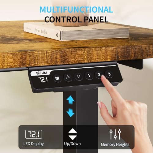 BIZUM Electric Standing Desk, 55" x 24" Height Adjustable Desk, Rustic Brown Sit to Stand Desk Memory Gaming Computer Workstation for Home Office - Image 6