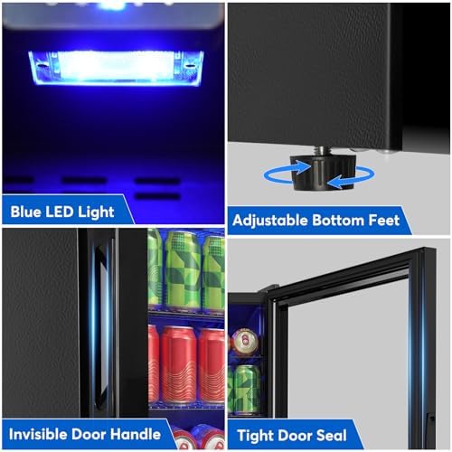 FoMup 20 Inch Beverage Refrigerator 150 Can with Glass Door – Mini Drink Cooler with Reversible Door, Safety Lock & Temperature Control, Small Fridge for Beer Soda Wine, Compact for Dorm Office Hotel - Image 7