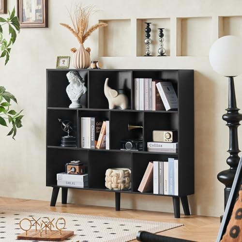 LEYAOYAO 8 Cube Bookshelf, Mid-Century Modern Book Shelf with Legs, Black - Image 7