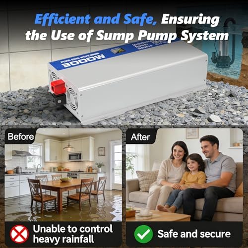 3000W Sump Pump Battery Backup System, Pure Sine Wave Power Inverter - Image 7