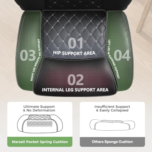 Office Chair, Ergonomic Executive Desk Chair with Lumbar Support for Lower Back Pain Relief, Padded Flip-Up Armrests, Leather Home Office Chair, Black - Image 6