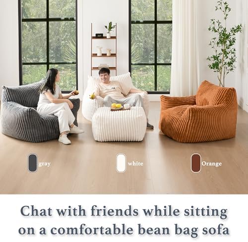 Gericco Oversized Bean Bag Chaise Lounge Chair with Ottoman for Adults - Image 6
