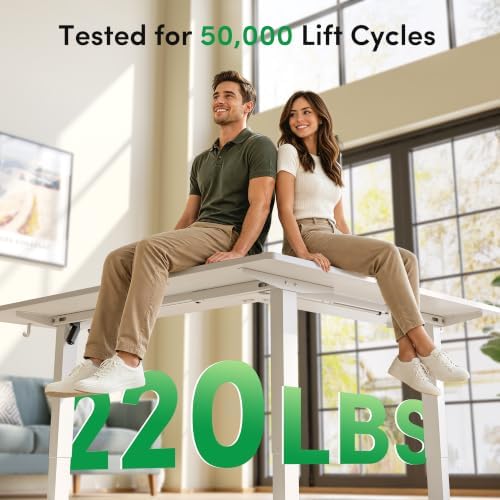FEZIBO 75" x 63" L-Shaped Standing Desk - Adjustable Corner Desk L Shape, L-Shaped Adjustable Desk with Splice Board, L Shape Standing Desk, White - Image 7