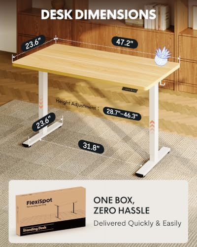 FLEXISPOT EN1 48"x24" One-Piece Standing Desk, Maple - Image 6