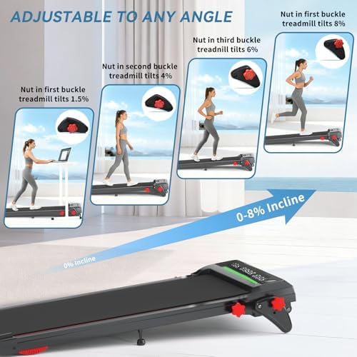Walking Pad Treadmill with Incline and Handle Bar, 3 in 1 Foldable Treadmills for Home Office, 365lbs Portable Compact Under Desk Treadmill with App, Remote Control and LED Display - Image 7