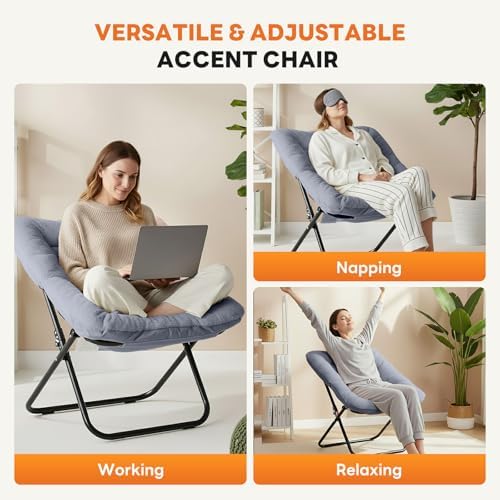 Sweetcrispy Comfy Chair for Adults, Foldable Living Room Chair, Soft Faux Fur Lounge for Bedroom Dorm Rooms, Comfortable Reading Chairs for Teens, X-Large - Image 6