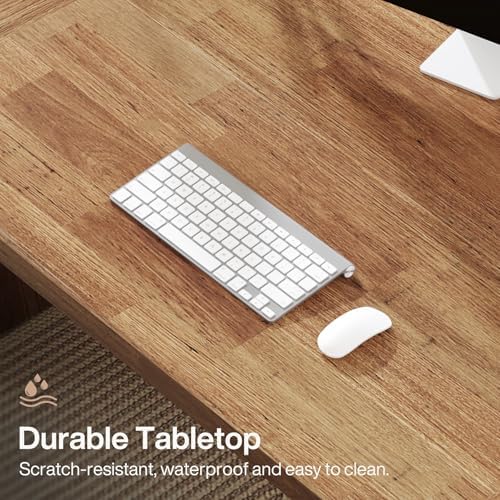 Tribesigns 70.87-Inch Executive Computer Desk: Large Home Office Desk with Solid Wooden Pedestal, Industrial Wood Study Writing Table, Workstation Business Furniture, Walnut - Image 7
