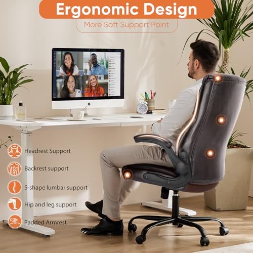 Sweetcrispy Computer Desk Chair, Lumbar Support Video Game Chair PU Leather - Image 6