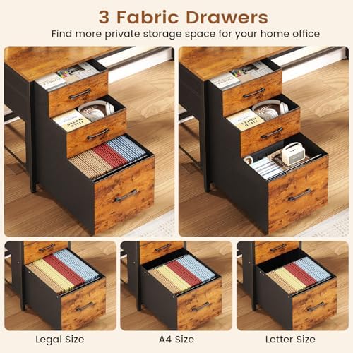 SEDETA L Shaped Computer Desk with Hutch, 3 Drawers, Shelves - Image 6