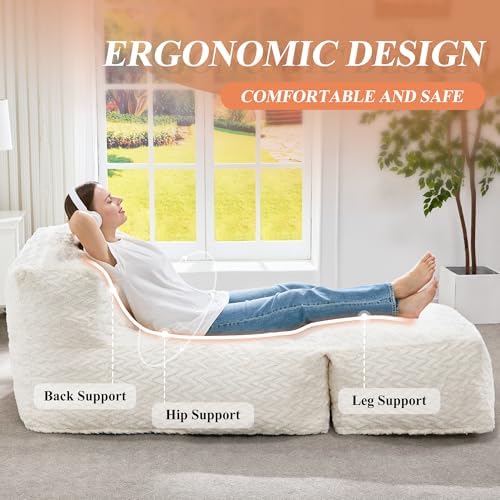 Hobestluk Large Bean Bag Chairs Sofa for Adults Giant BeanBag Couch Lounger - Image 6