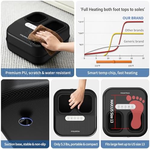MOUNTRAX Foot Massager with Heat for Neuropathy, 2026 Upgraded, Deep Kneading Shiatsu Foot Massager for Plantar Fasciitis, Fits Up to Men Size 13, Gifts for Women Men Mom Dad Seniors - Image 7