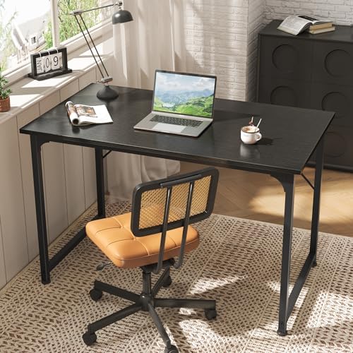 Huuger Modern Simple Office Desk, 40 Inch Gaming Desk with Storage, Black Metal Frame, Large Legroom - Image 7
