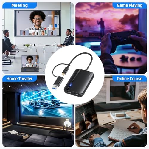 MOKiN HDMI Splitter for Dual Monitors, 4K@30Hz HDMI Splitter Extended Display for macOS/Windows, USB C/USB A 3.0 to Dual Hdmi Adapter for MacBook, Dell, Lenovo, HP (4K@30Hz+1080p) - Image 7